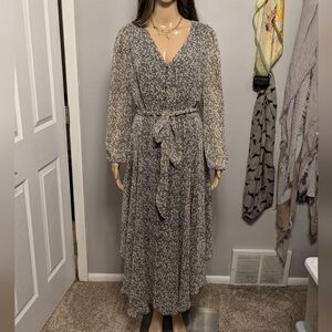 Express ditsy blue floral midi dress